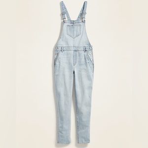 Straight Light-Wash Distressed Jean Overalls